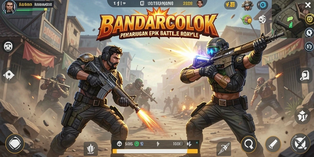 Tangkapan layar utama BANDARCOLOK menunjukkan aksi mendebarkan dalam pertarungan Battle Royale.