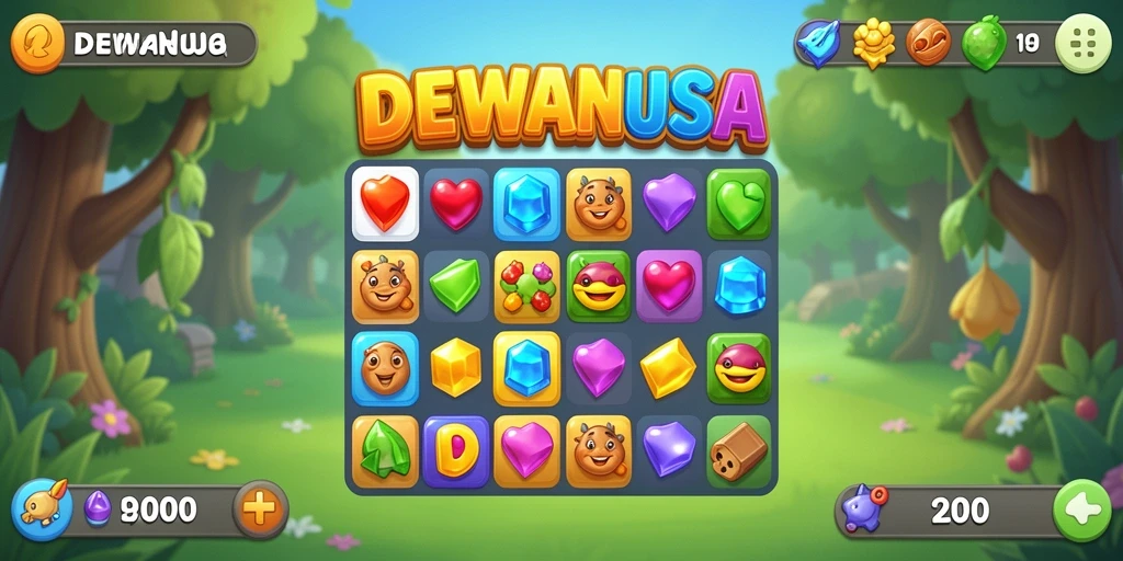 Screenshot gameplay DEWANUSA yang menampilkan tantangan Match-3 yang seru.