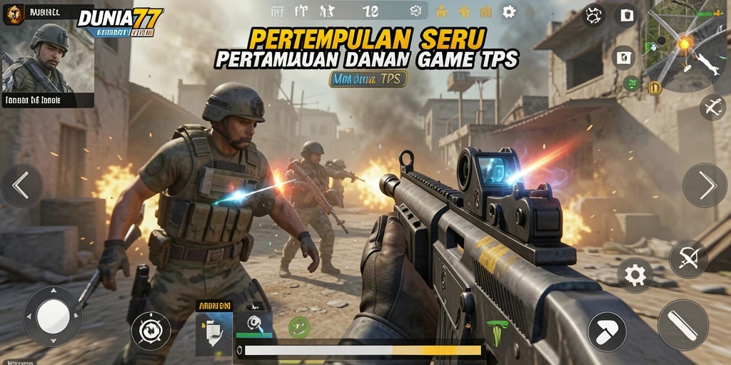 Tampilan gameplay mendebarkan dalam DUNIA77 dengan aksi TPS yang cepat.