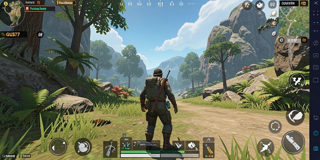 Gameplay GUS77 menampilkan dunia terbuka yang luas dan interaktif.