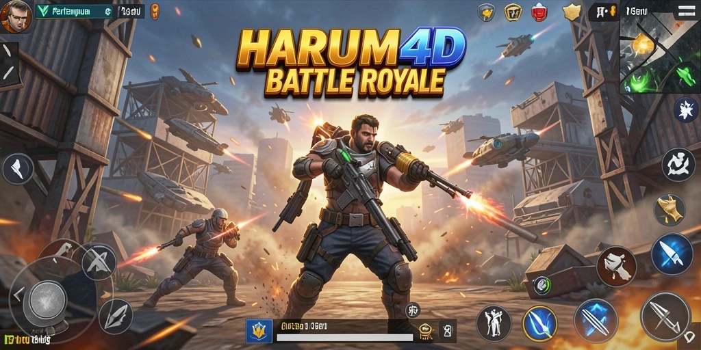 Gameplay seru dan mendebarkan dalam HARUM4D Battle Royale.