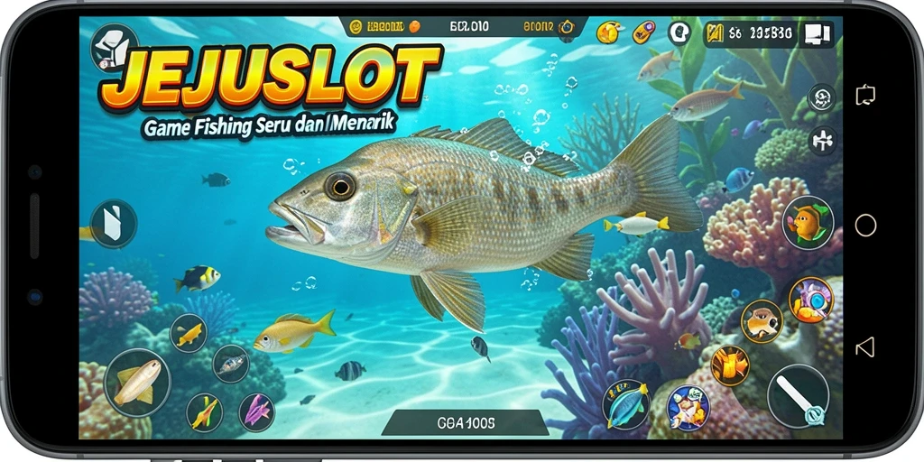 Tampilan gameplay JEJUSLOT yang menakjubkan saat memancing ikan.