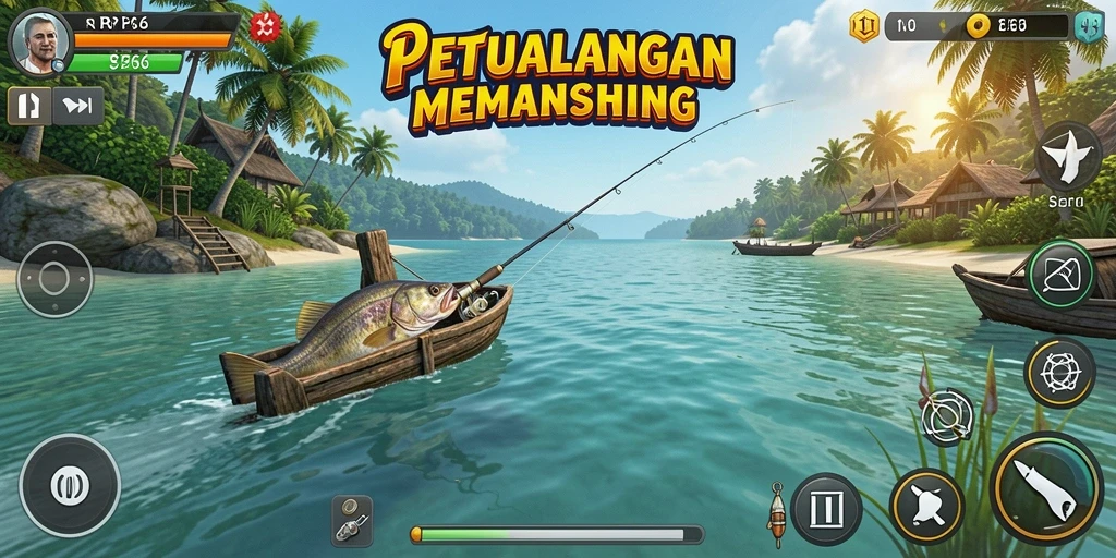 Tampilan menarik dari gameplay RP66 yang menampilkan aksi memancing.